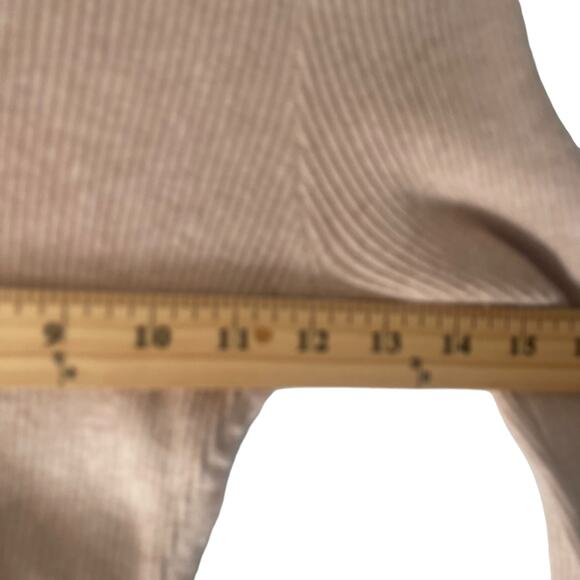 Acoa Women Medium Beige Ribbed Sweater Fall Bodycon Ruched Above Knee‎ Dress - Picture 6 of 7